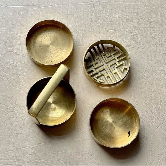 Vintage Brass Incense Burner Tower Ash Stamp Stackable with Handle - Picture 9 of 14